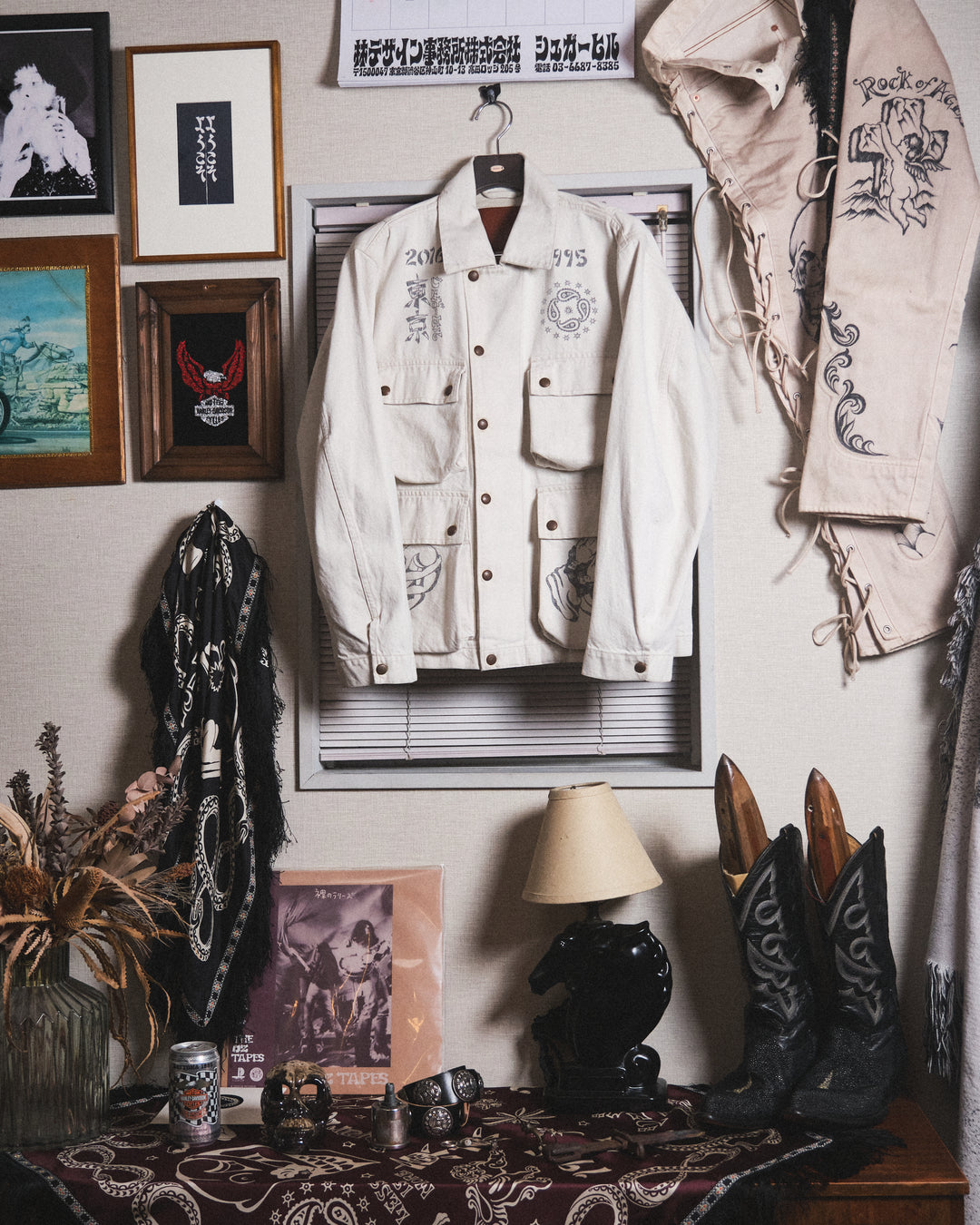 TATTOO FLASH PRINT POCKET DENIM JACKET