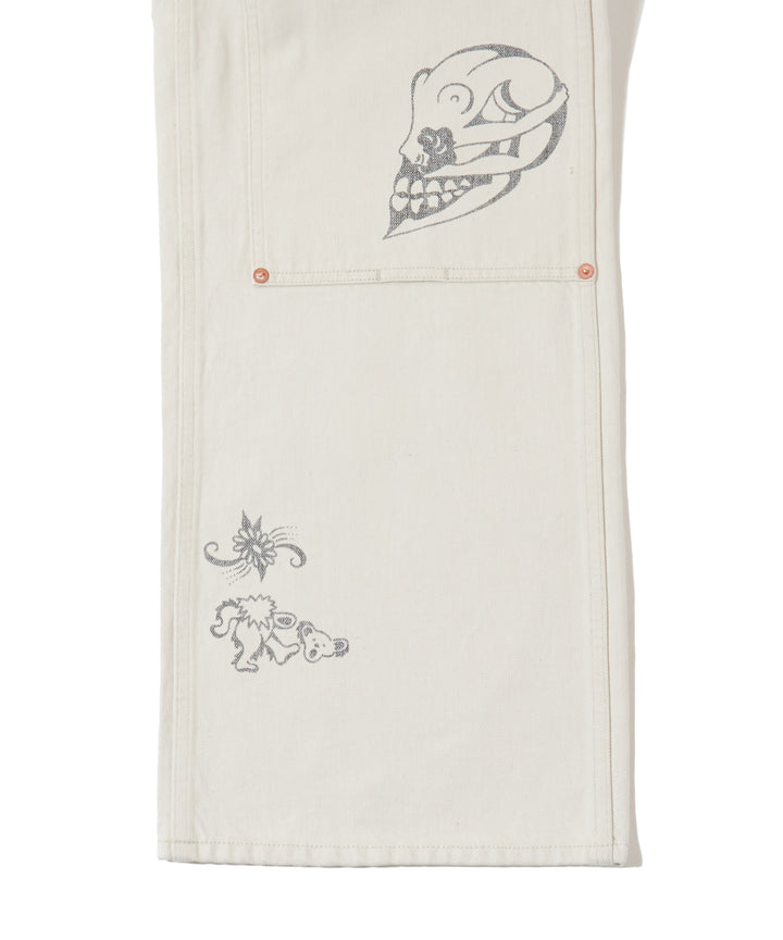 TATOO FLASH PRINT MODERN DENIM DOUBLE KNEE CUT