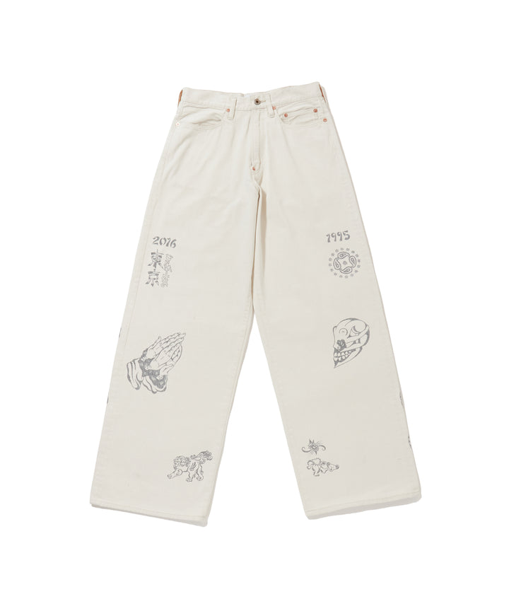 TATTOO FLASH PRINT MODERN DENIM WIDE CUT