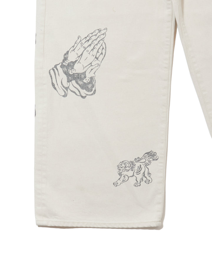 TATTOO FLASH PRINT MODERN DENIM WIDE CUT