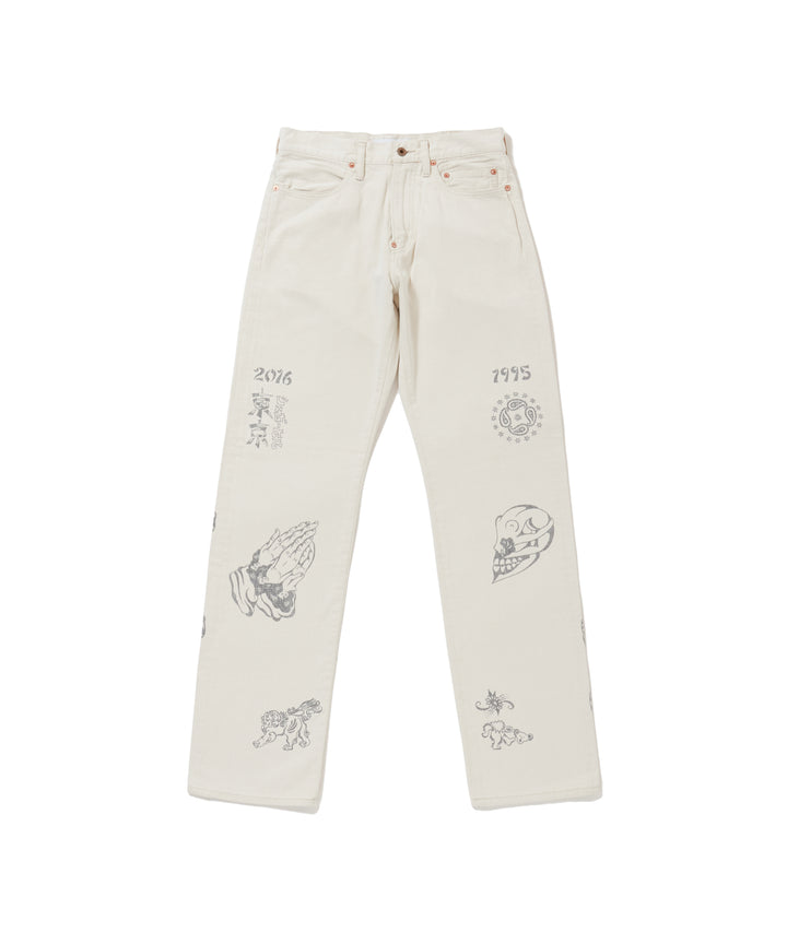 TATTOO FLASH PRINT MODERN DENIM STRAIGHT CUT