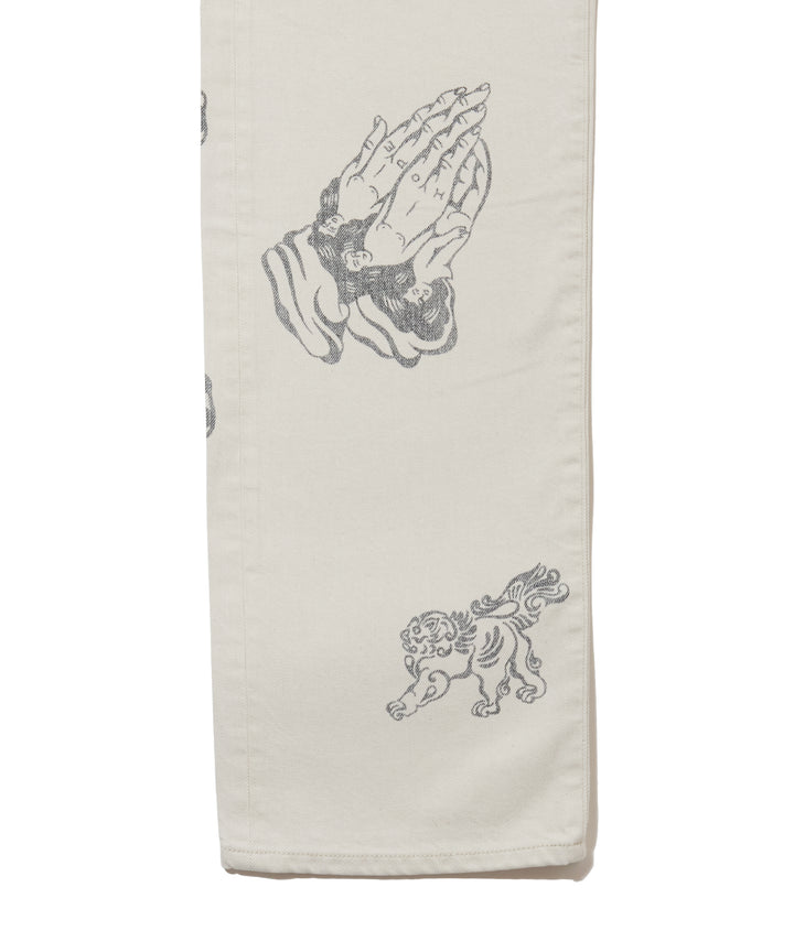 TATTOO FLASH PRINT MODERN DENIM STRAIGHT CUT