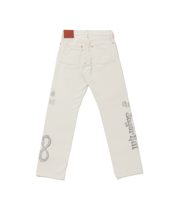 TATTOO FLASH PRINT MODERN DENIM STRAIGHT CUT