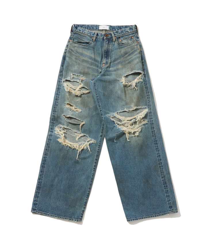 DESTRESSED MODERN DENIM WIDE CUT