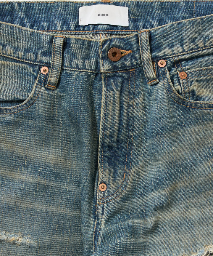 DESTRESSED MODERN DENIM STRAIGHT CUT