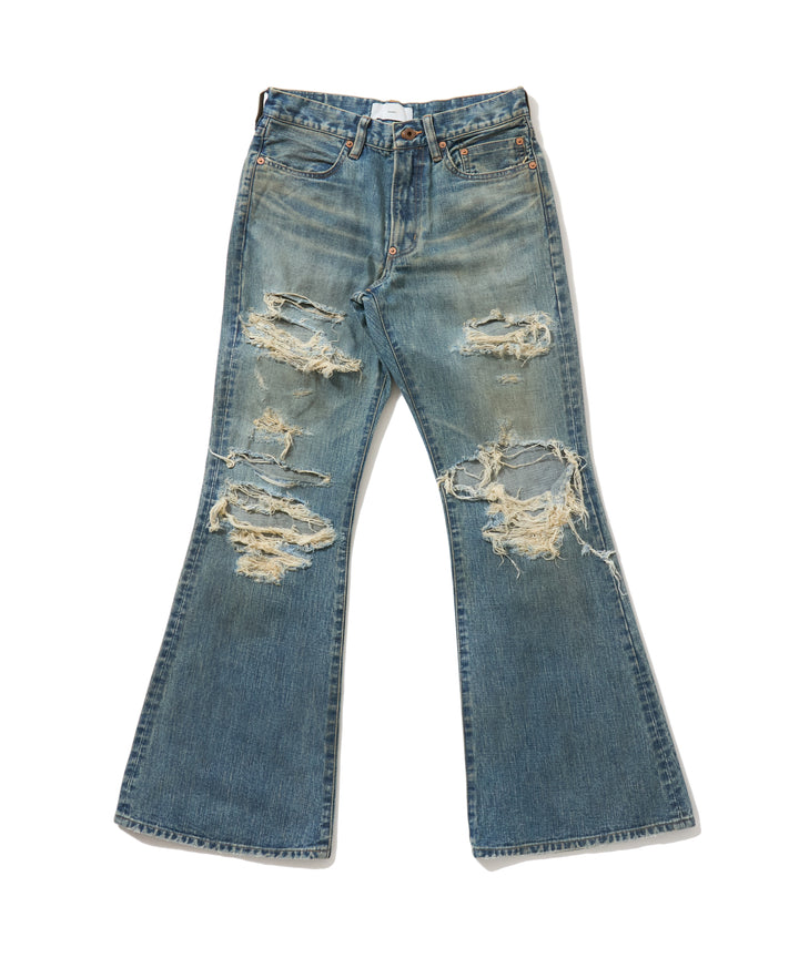 DESTRESSED MODERN DENIM FLARED CUT