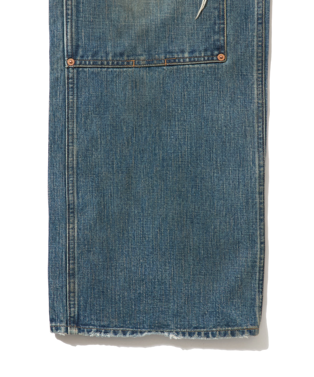 DESTRESSED MODERN DENIM DOUBLE KNEE CUT
