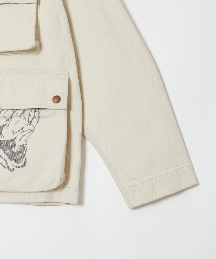 TATTOO FLASH PRINT POCKET DENIM JACKET