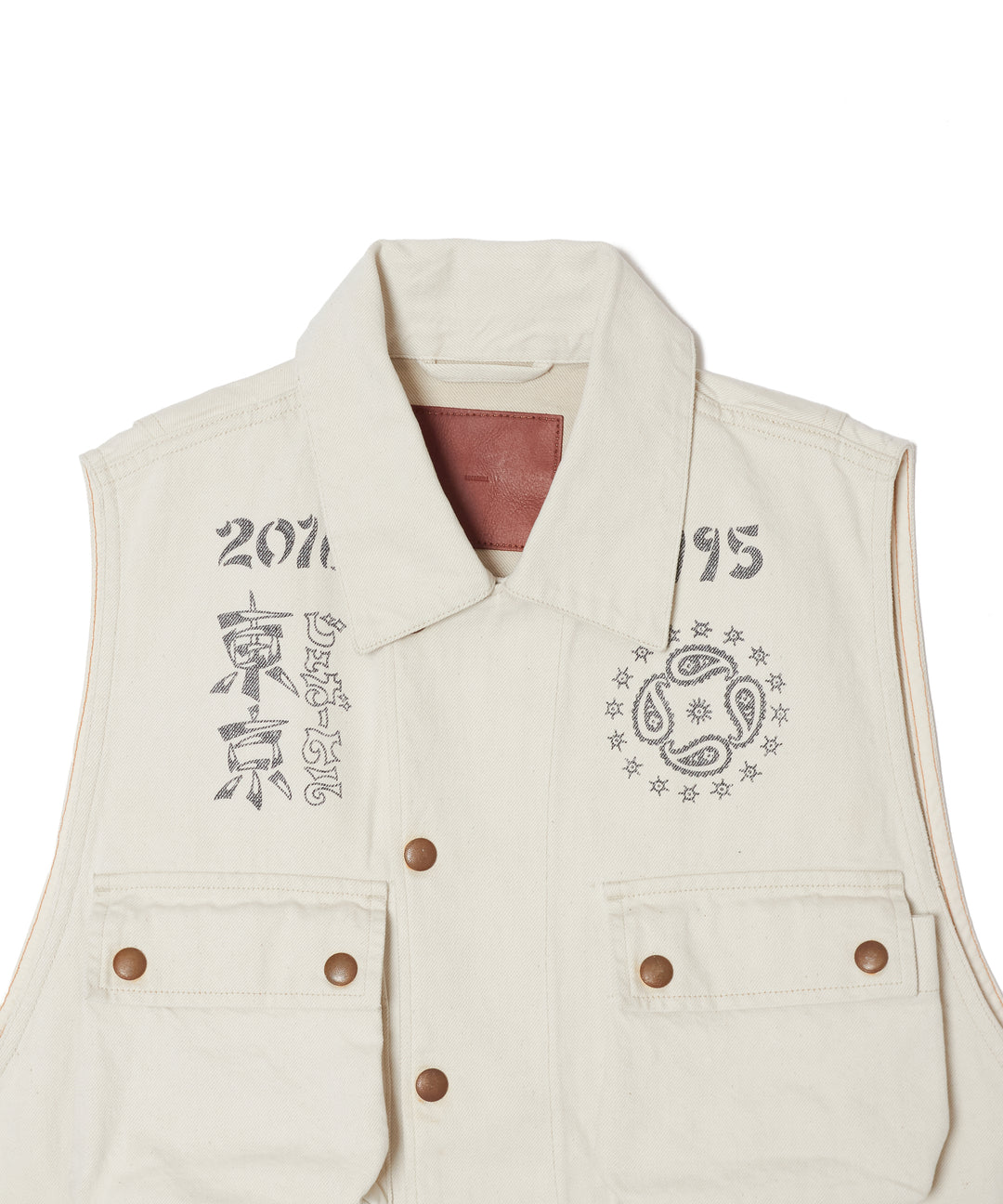 TATTOO FLASH PRINT POCKET DENIM VEST
