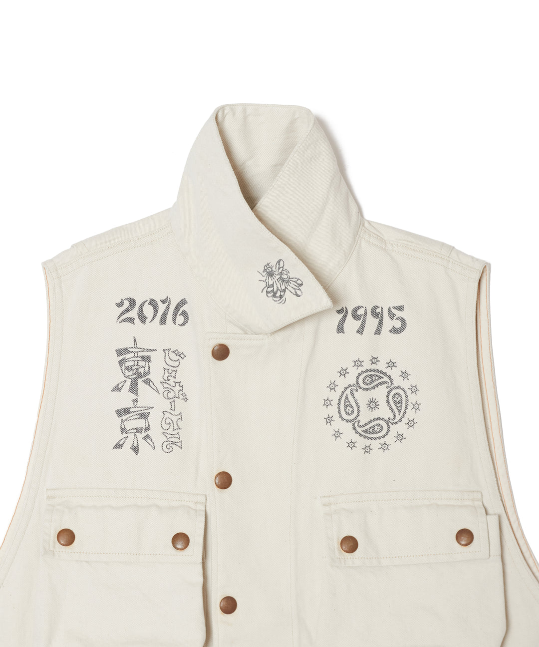 TATTOO FLASH PRINT POCKET DENIM VEST