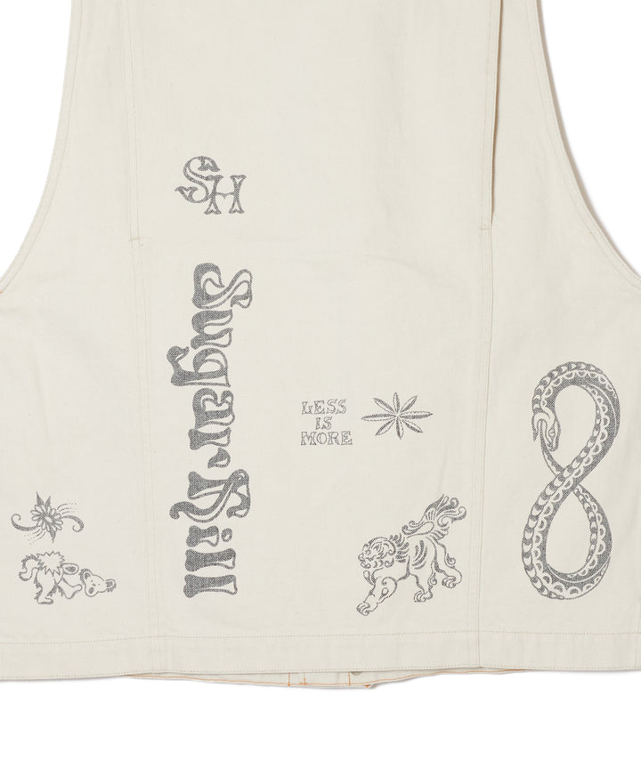 TATTOO FLASH PRINT POCKET DENIM VEST