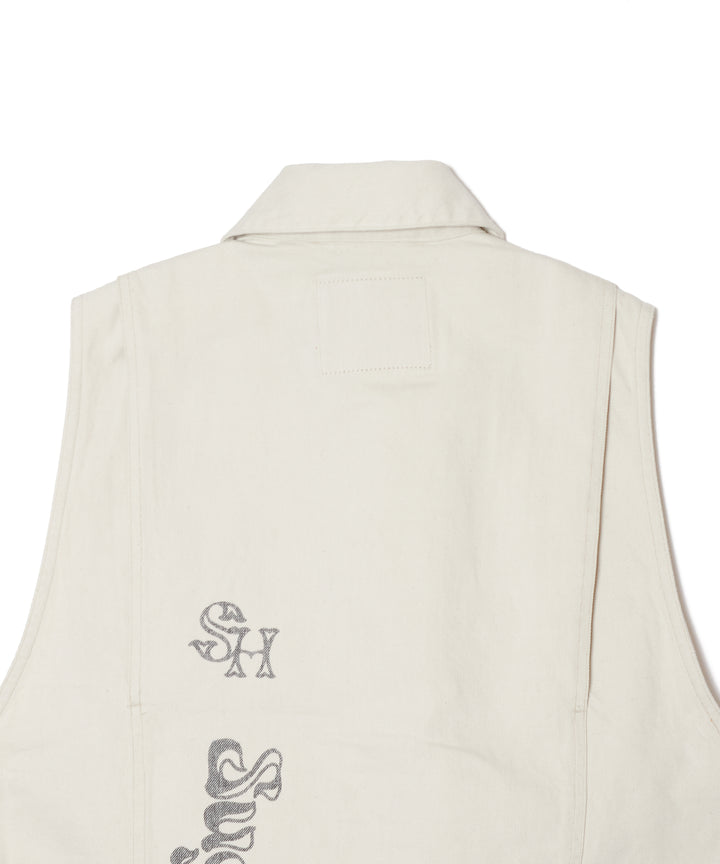 TATTOO FLASH PRINT POCKET DENIM VEST