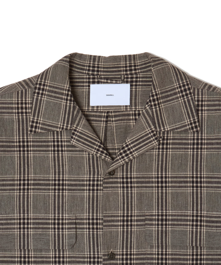 LINEN OPEN-COLLOR HALF SLEEVE SHIRT