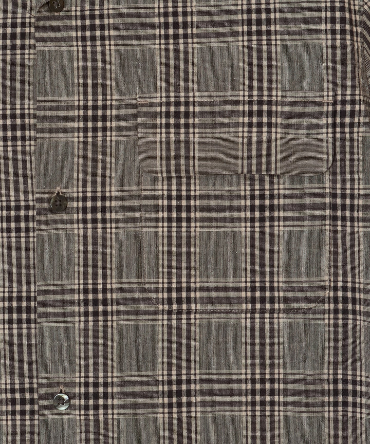 LINEN OPEN-COLLOR HALF SLEEVE SHIRT