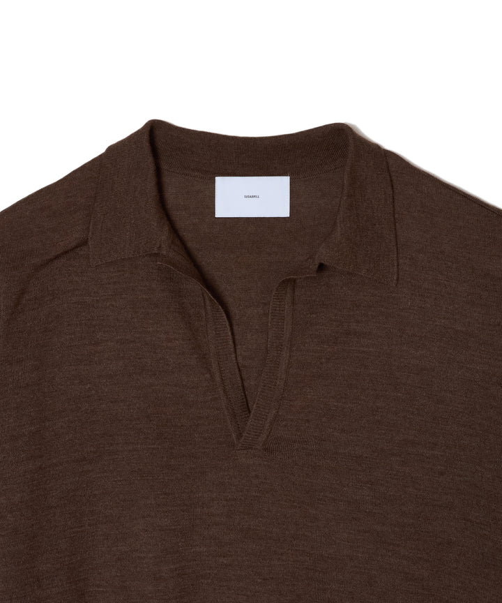 WOOL KNIT HALF SLEEVE POLO