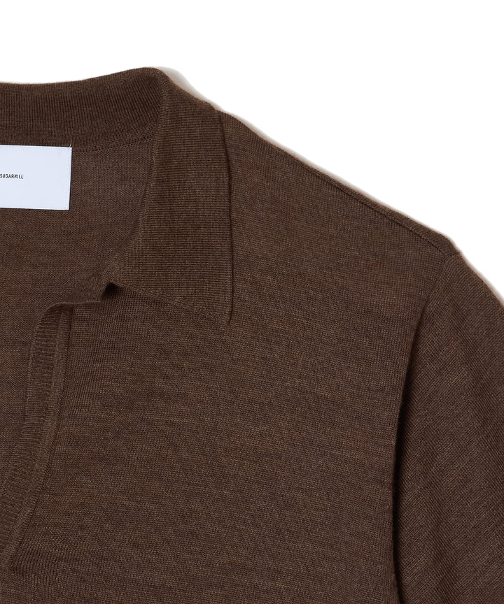 WOOL KNIT HALF SLEEVE POLO