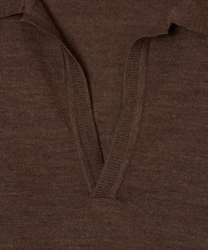 WOOL KNIT HALF SLEEVE POLO