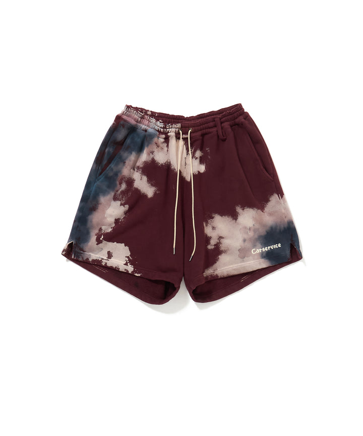 "CAR SERVICE" MELT DYE SWEAT SHORTS