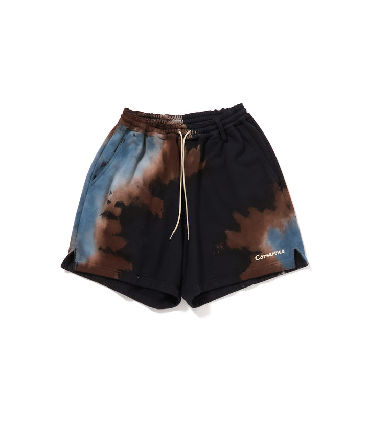 "CAR SERVICE" MELT DYE SWEAT SHORTS