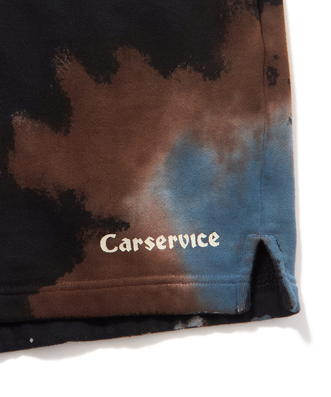 "CAR SERVICE" MELT DYE SWEAT SHORTS