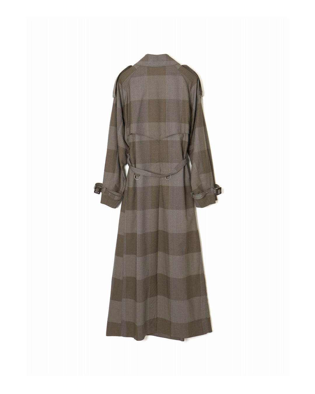 HEATHER WOOL PLAID TRENCH COAT