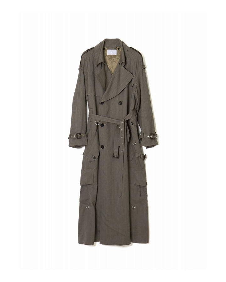 MULTI POCKET HEATHER TRENCH COAT