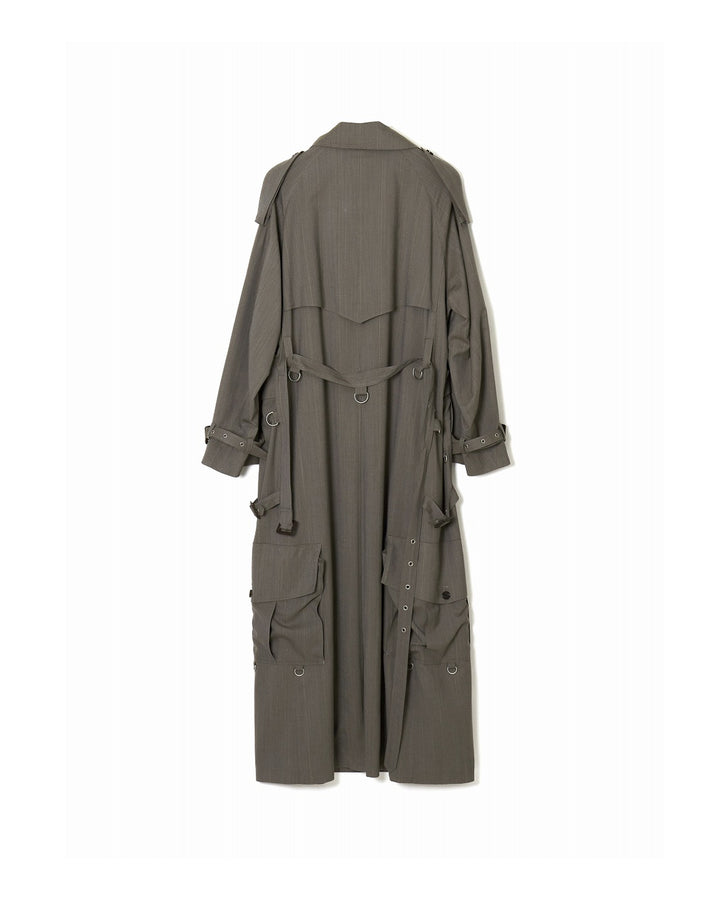 MULTI POCKET HEATHER TRENCH COAT