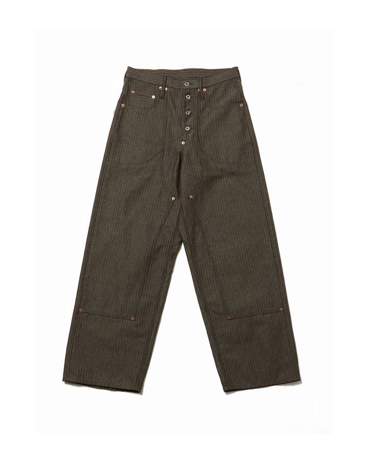 HERRINGBONE DOUBLE KNEE DENIM PANTS