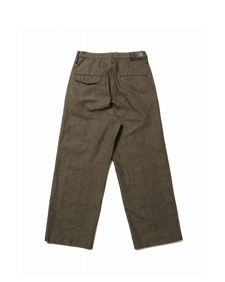 HERRINGBONE DOUBLE KNEE WIDE TROUSERS