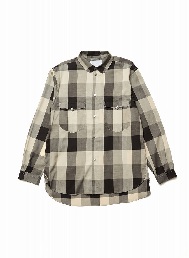 BLOCK CHECK ROUND-COLLAR SHIRT