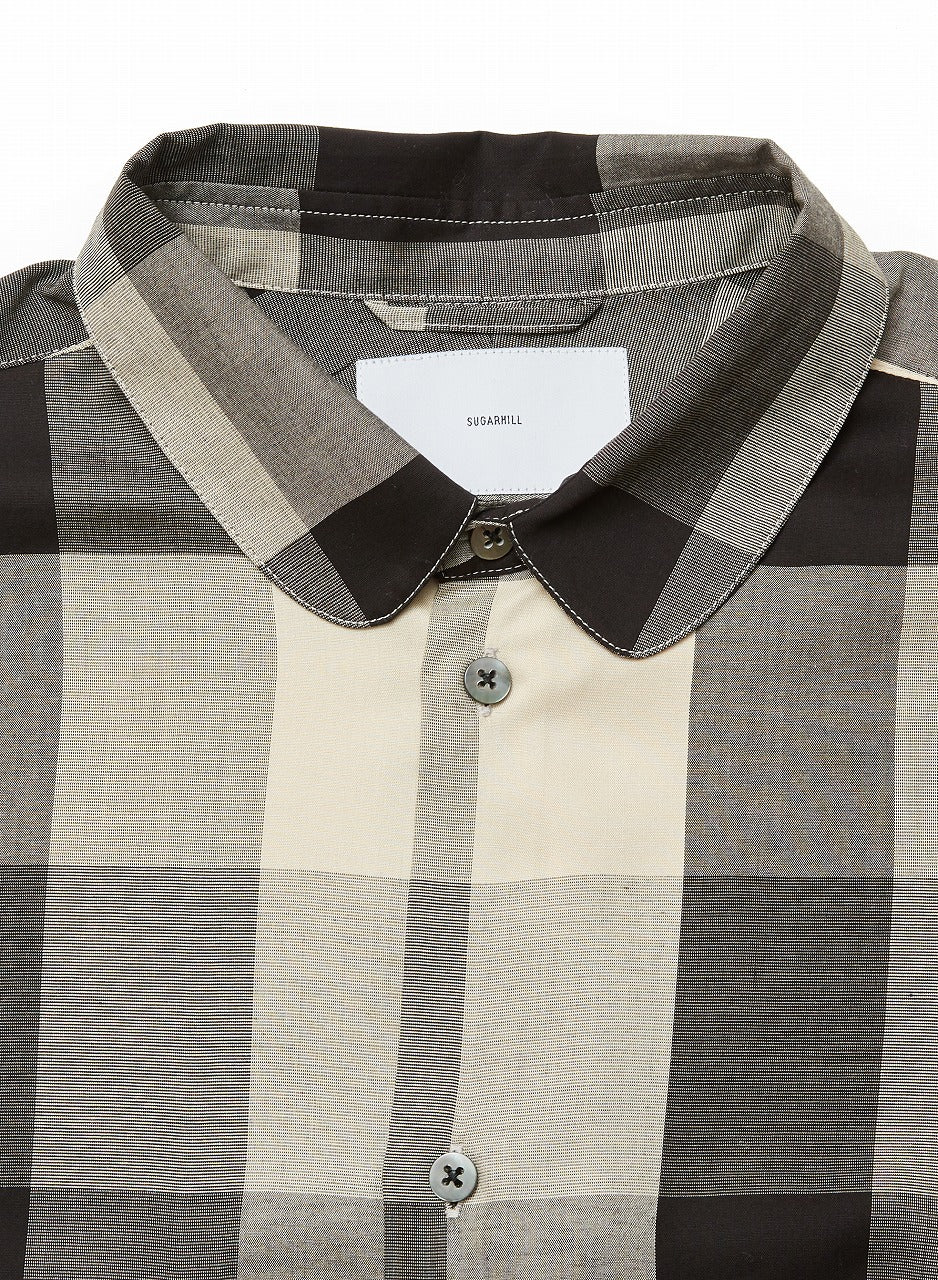 BLOCK CHECK ROUND-COLLAR SHIRT