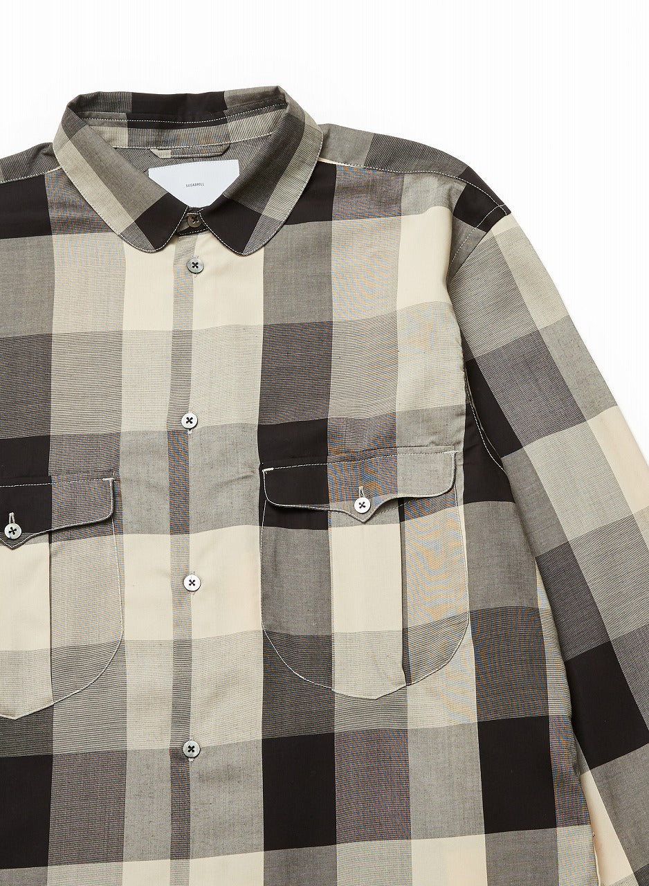 BLOCK CHECK ROUND-COLLAR SHIRT