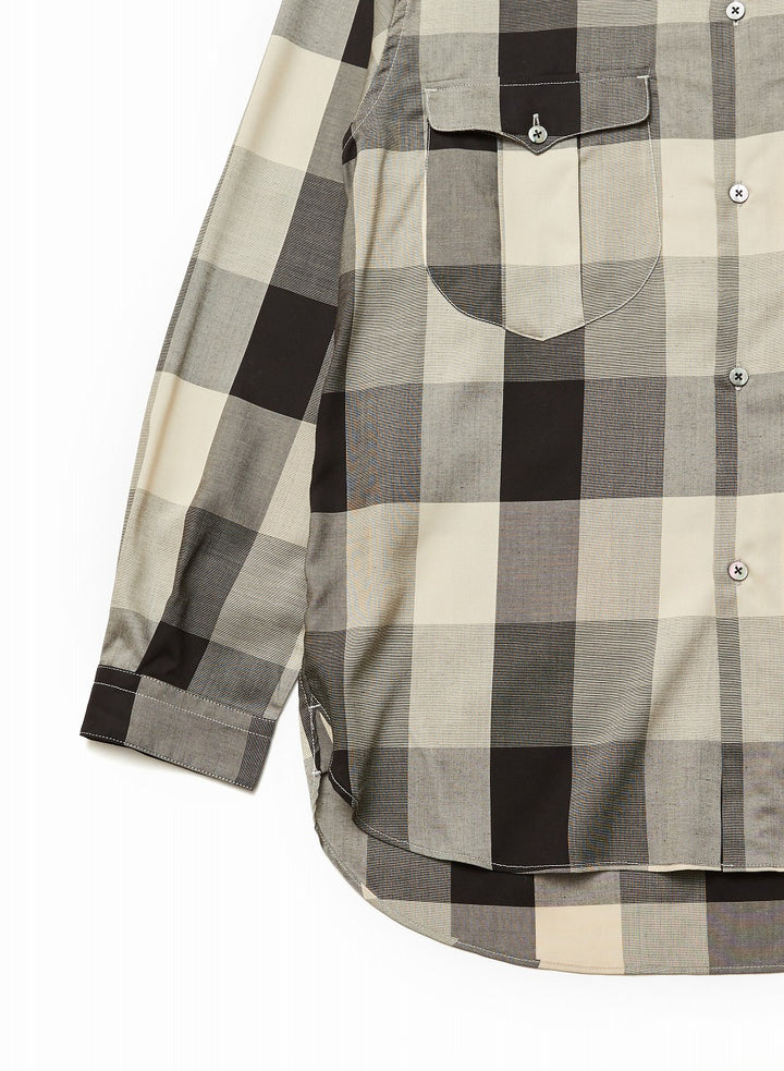 BLOCK CHECK ROUND-COLLAR SHIRT