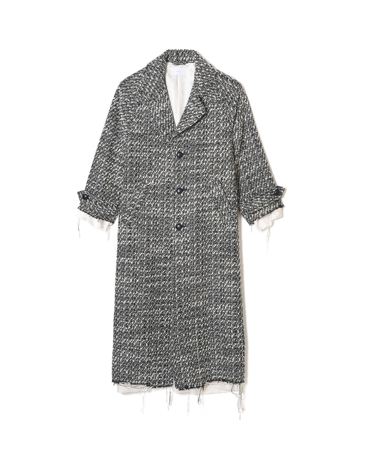 BOUCLE WOOL LONG COAT