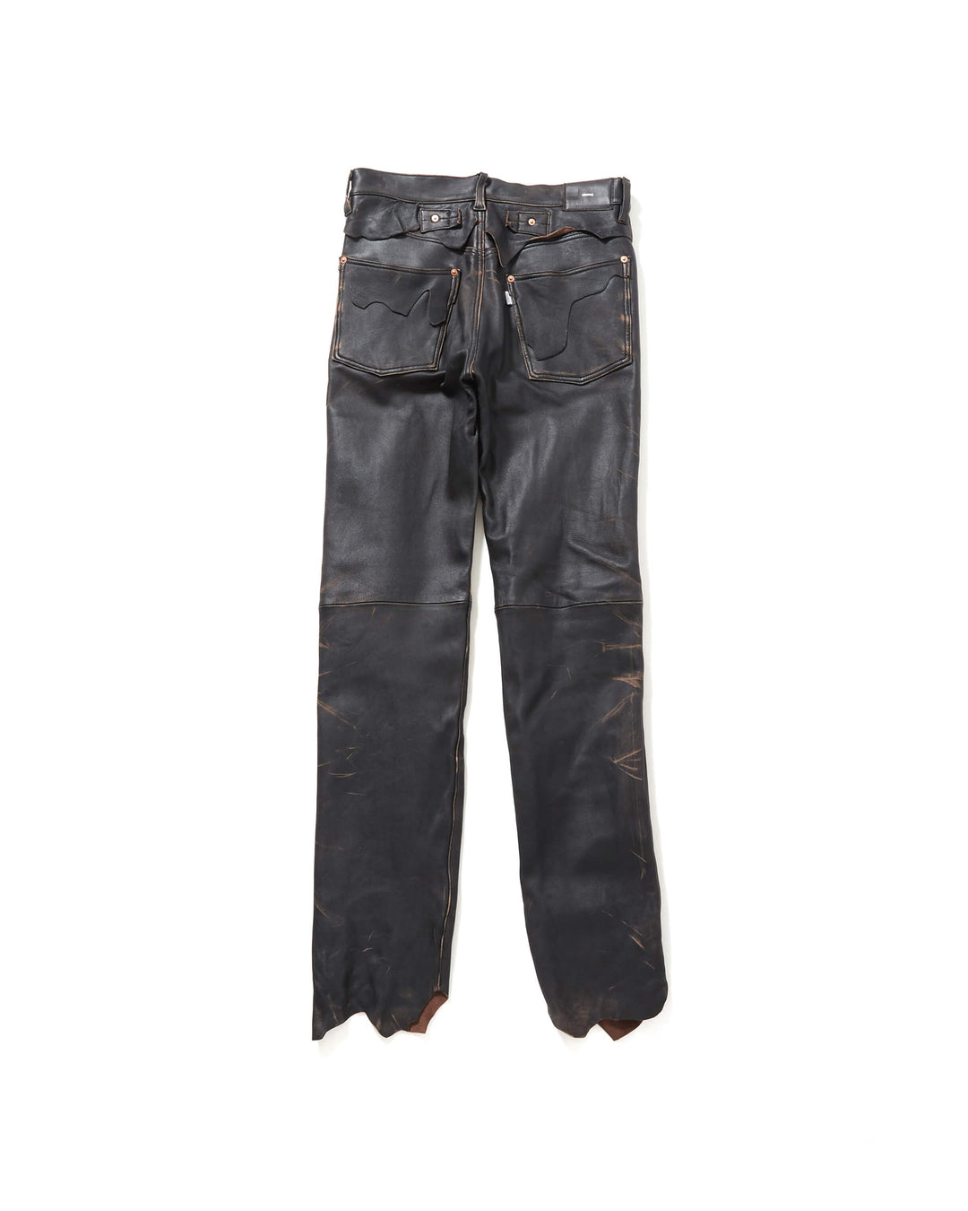 DESTRESSED LEATHER SLIM TROUSERS