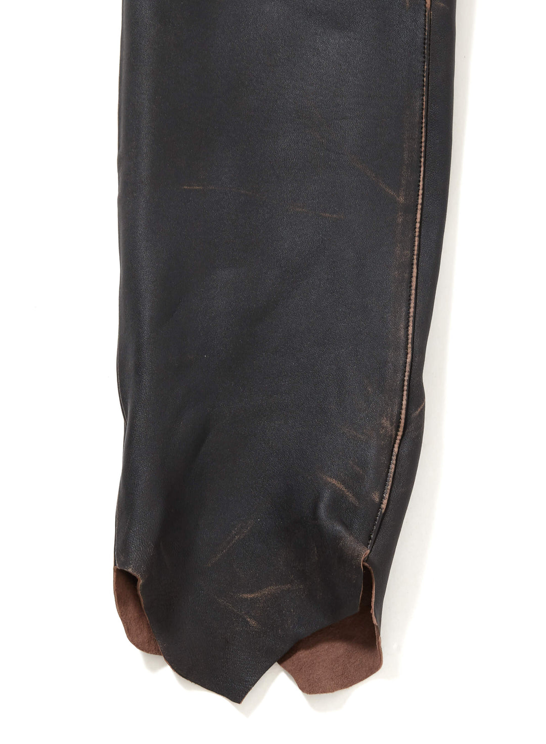 DESTRESSED LEATHER SLIM TROUSERS