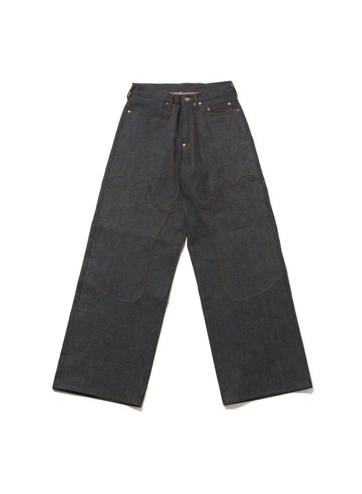 MODERN WESTERN DENIM TROUSERS WIDE CUT