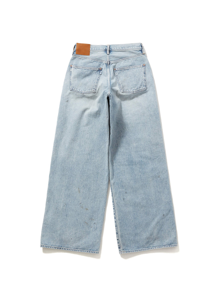 FADED MODERN DENIM WESTERN TROUSERS WIDE CUT