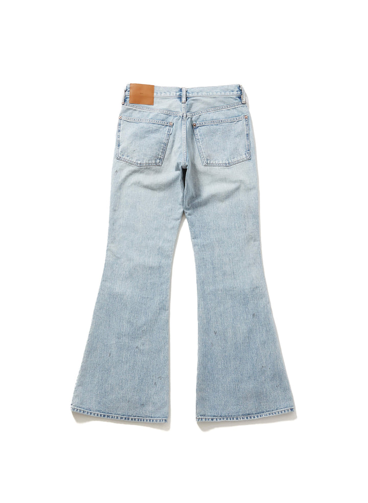 FADED WESTERN MODERN DENIM TROUSERS FLARED CUT