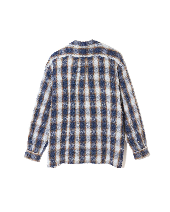 INDIGO COTTON OMBRE PLAID PUNCHING BLOUSE