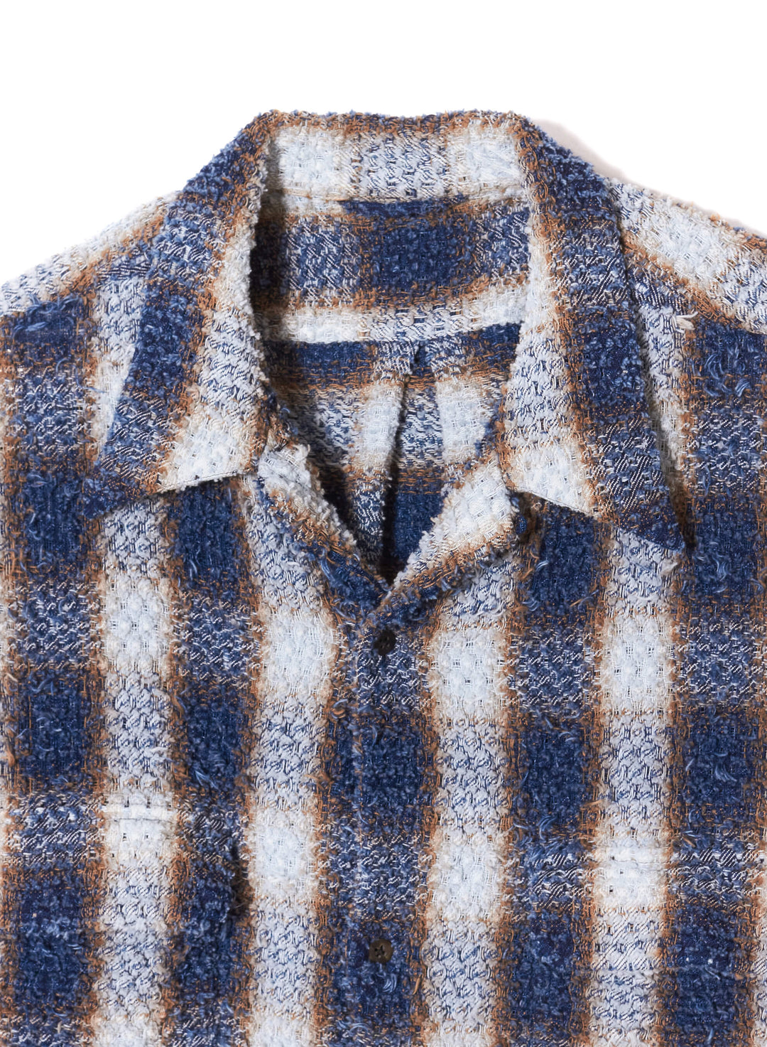 INDIGO COTTON OMBRE PLAID PUNCHING BLOUSE