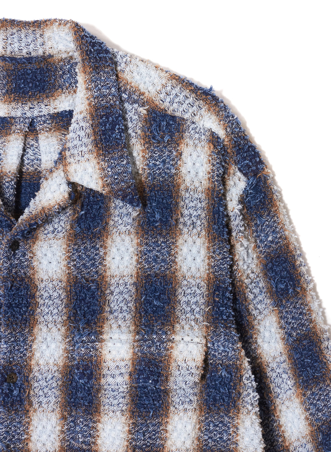 INDIGO COTTON OMBRE PLAID PUNCHING BLOUSE