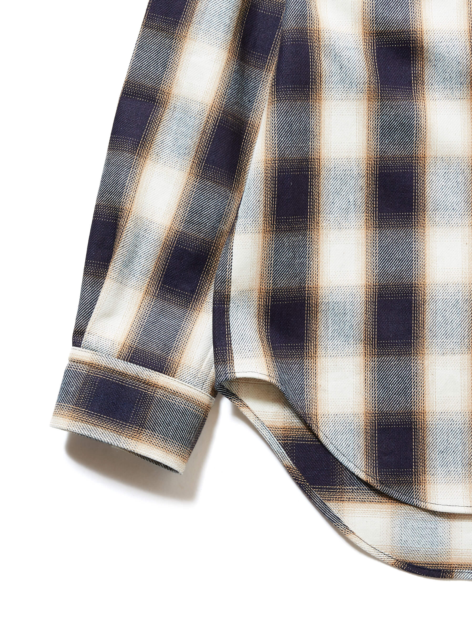 INDIGO COTTON OMBRE PLAID CLASSIC COLLAR BLOUSE – SUGARHILL TOKYO