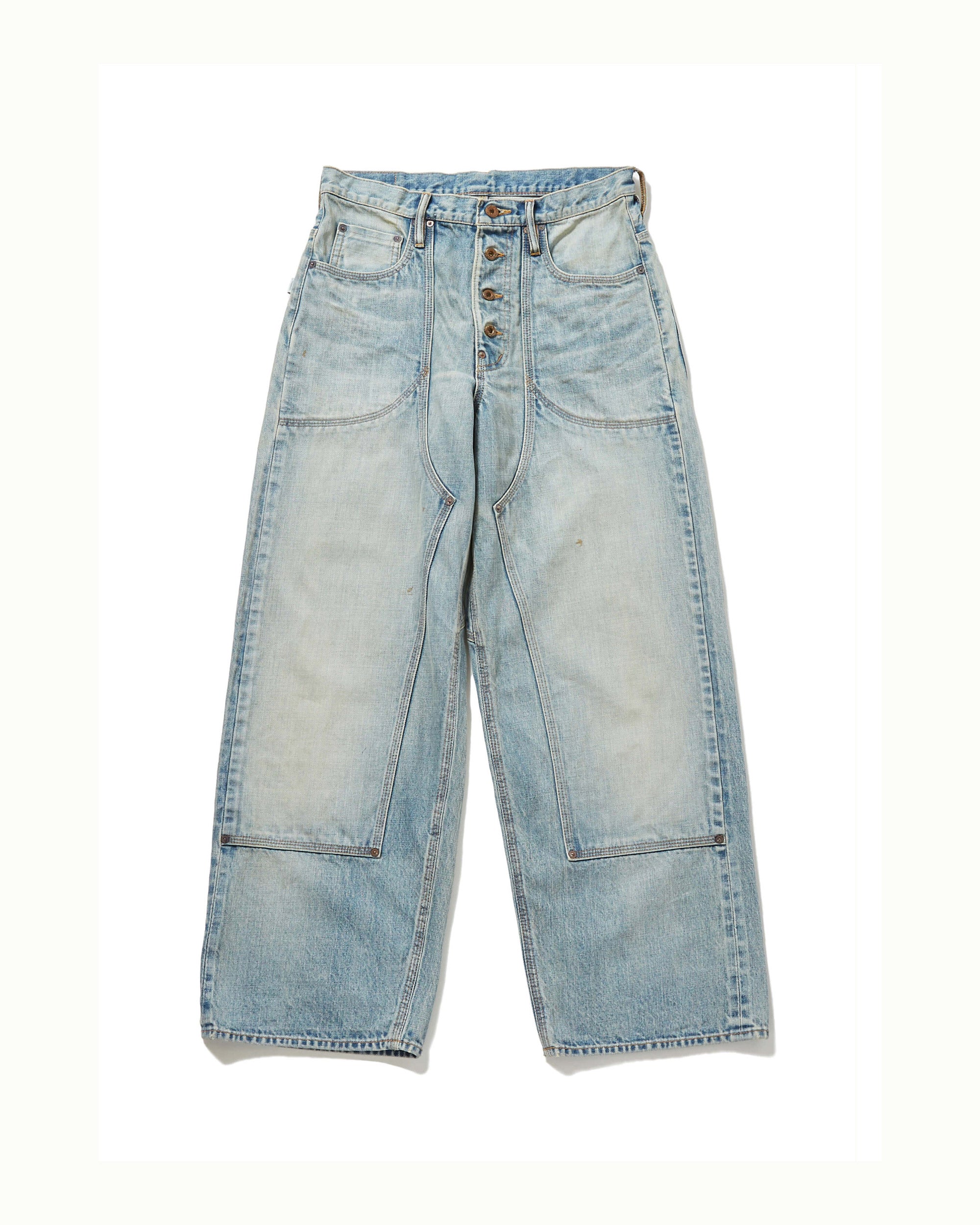 FADED DOUBLE KNEE DENIM PANTS