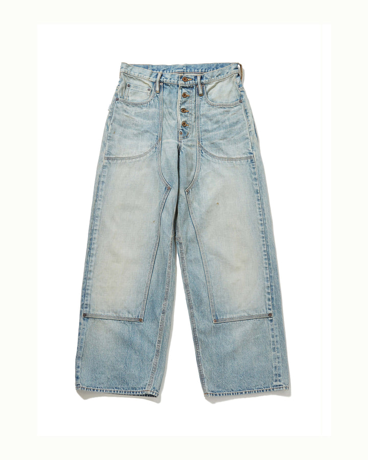 FADED DOUBLE KNEE DENIM PANTS 