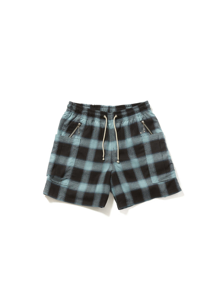 OMBRE PLAID ZIP-UP SHORT TROUSERS