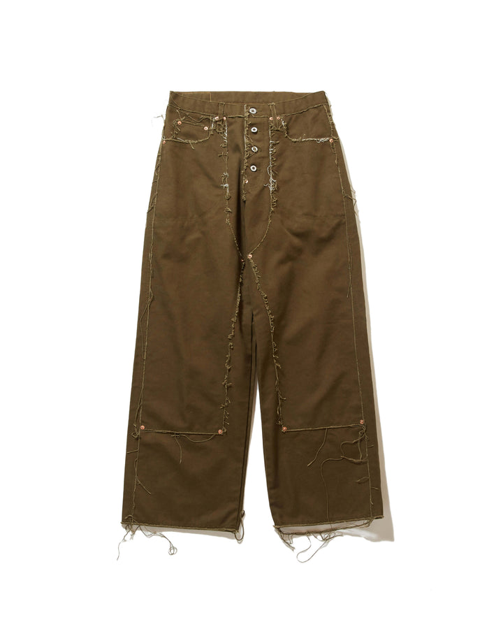 RAW-EDGE CANVAS DOUBLE KNEE PANTS