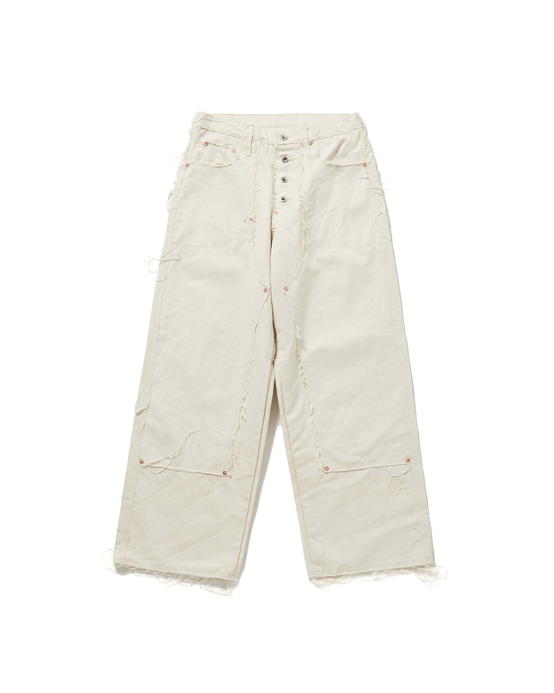 RAW-EDGE CANVAS DOUBLE KNEE PANTS