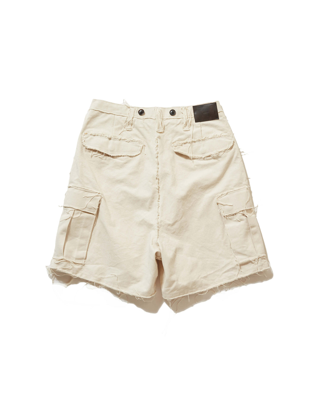 RAW-EDGE CANVAS CARGO SHORTS