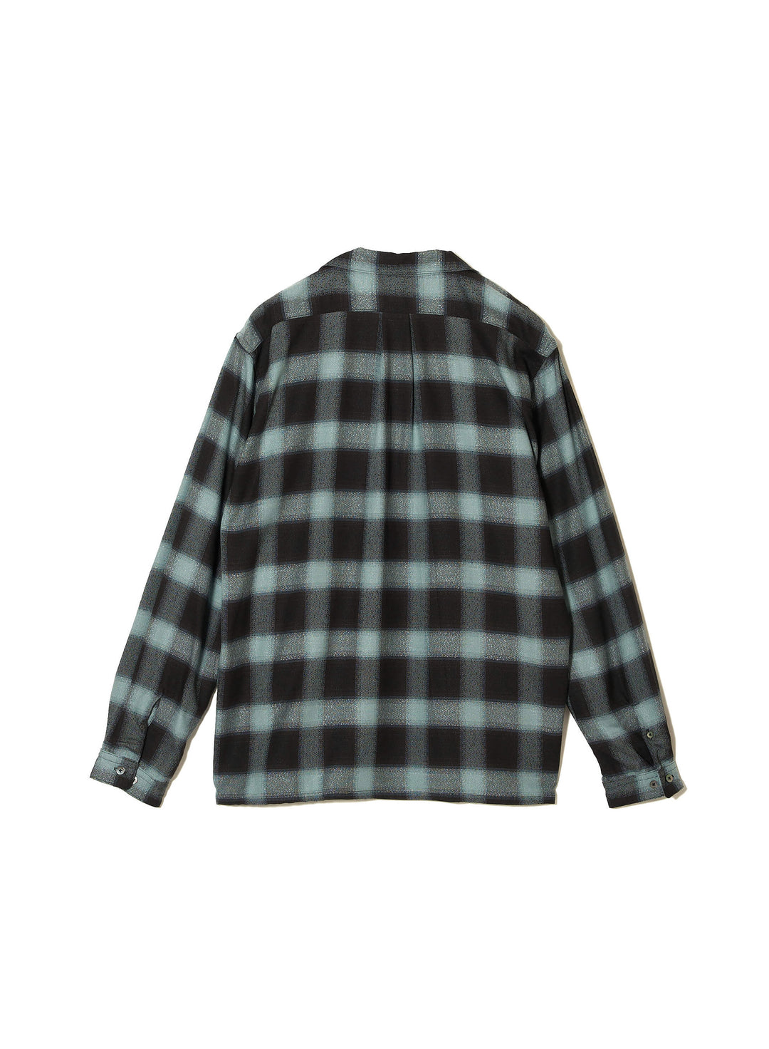 OMBRE PLAID OPEN COLLAR BLOUSE